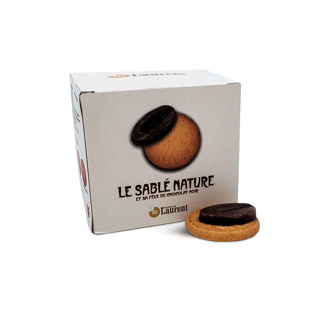 Boite de sablé nature et chocolat au noir